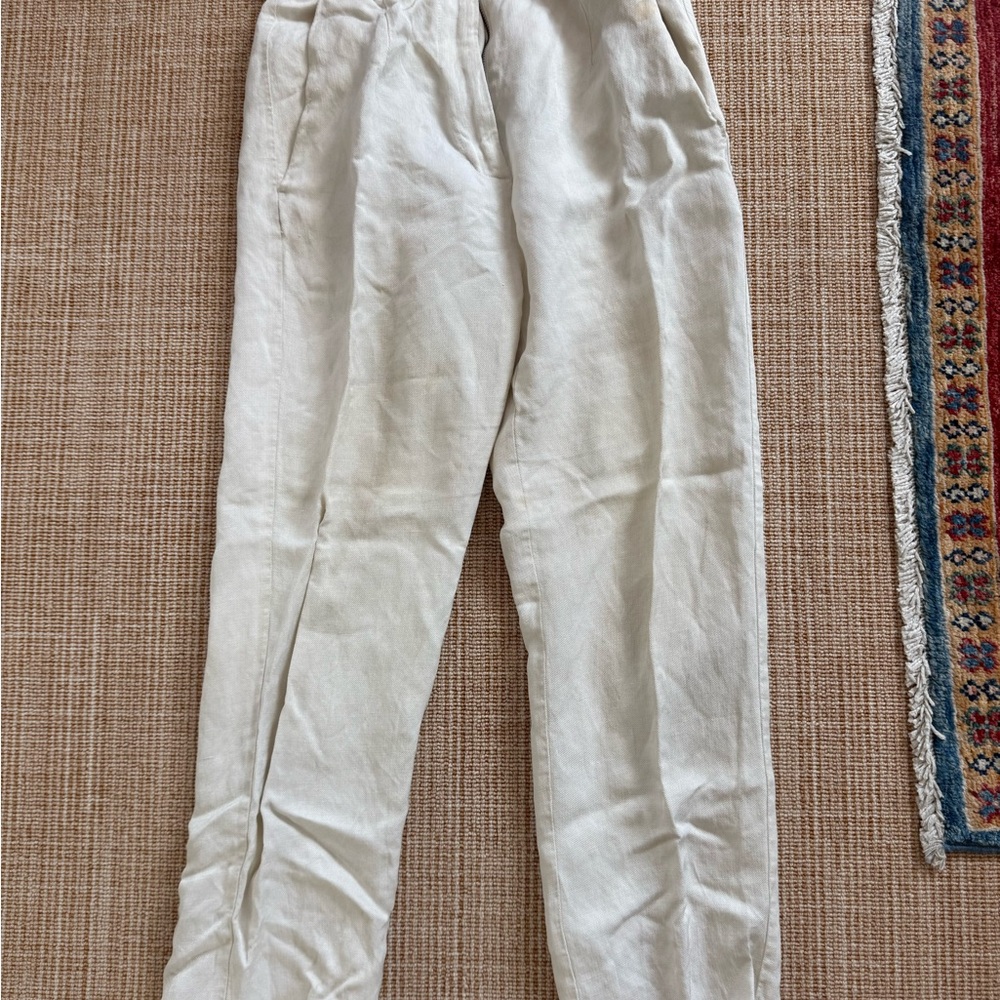 Maison Martin Margiela Cream Linen-Blend Trousers